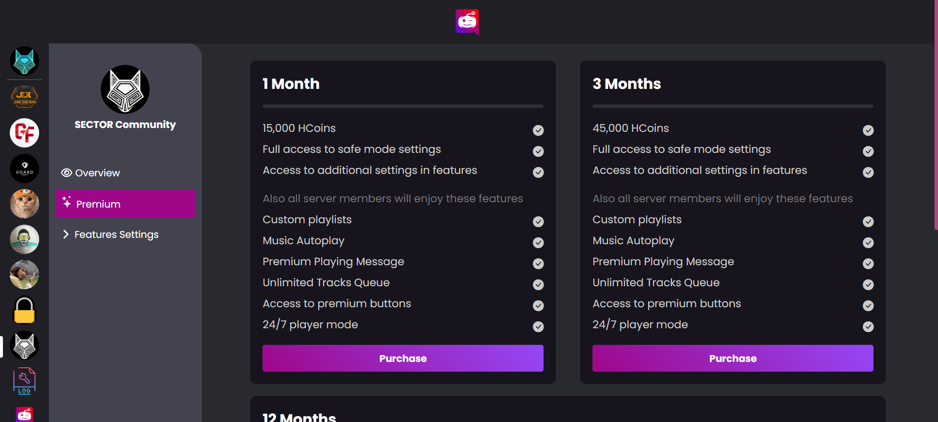 hyogo bot premiums dashboard page